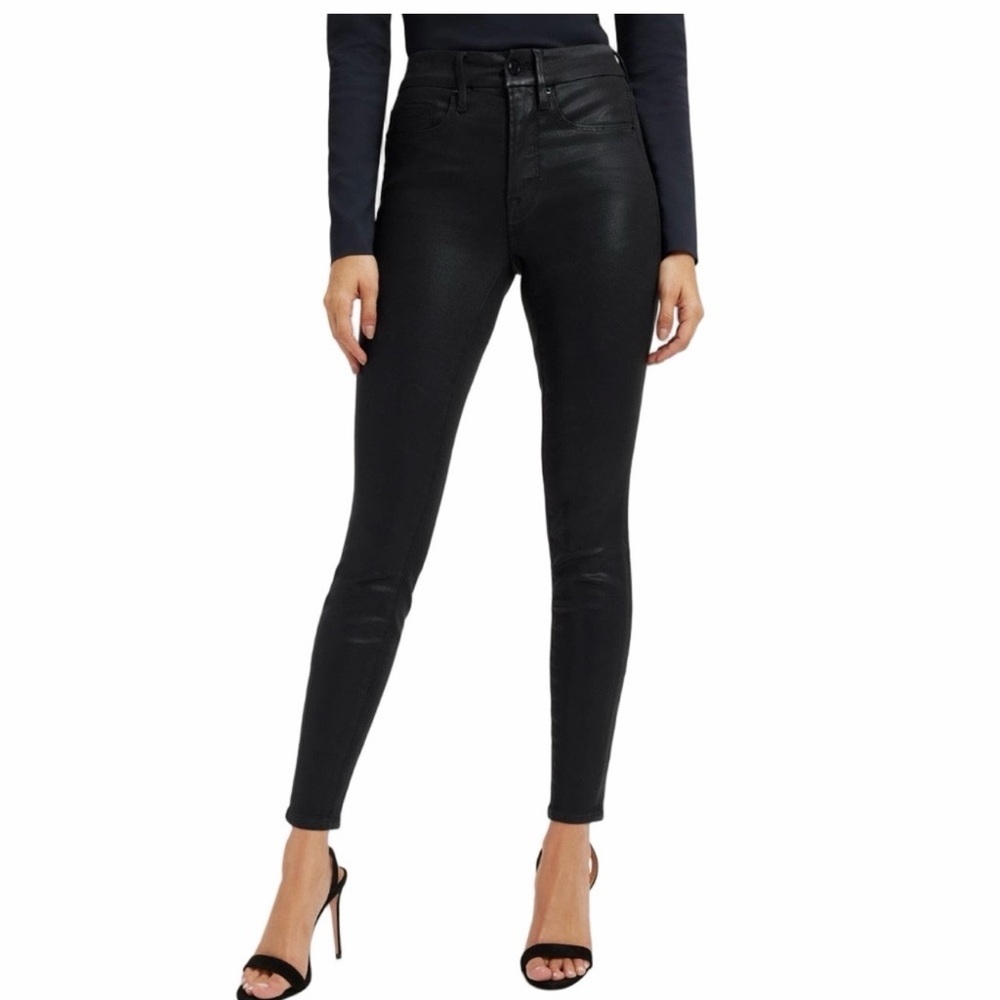 NWT Good American good leg straight coated black jeans high rise women size 6